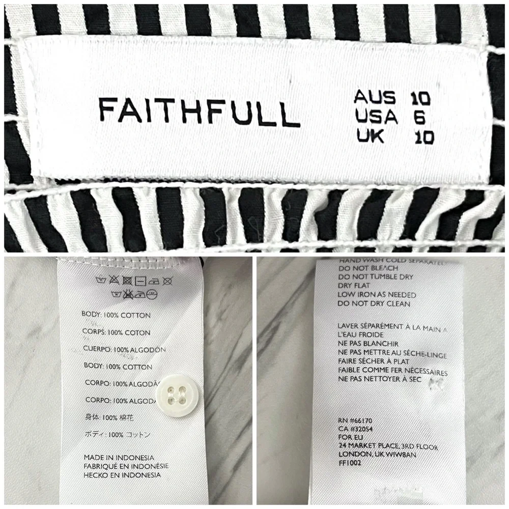 Faithfull the Brand- Black & White Cooper Off Shoulder Top Size 6. - Picture 6 of 6